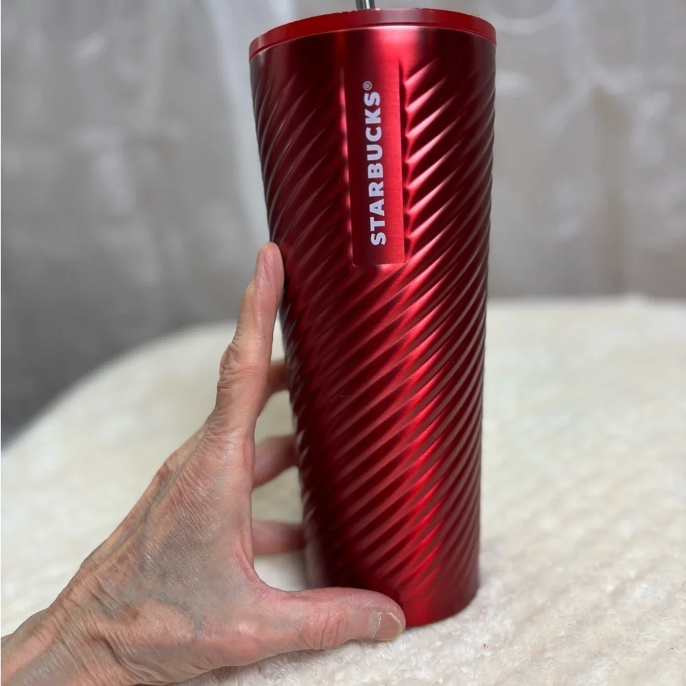 Starbucks Venti 24 oz Stainless Steel Spiral Red Tumbler
